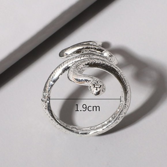 Silver Snake Cuff Ring Sexy Medusa Modern Punk Goth Rock Gift - Picture 3 of 3